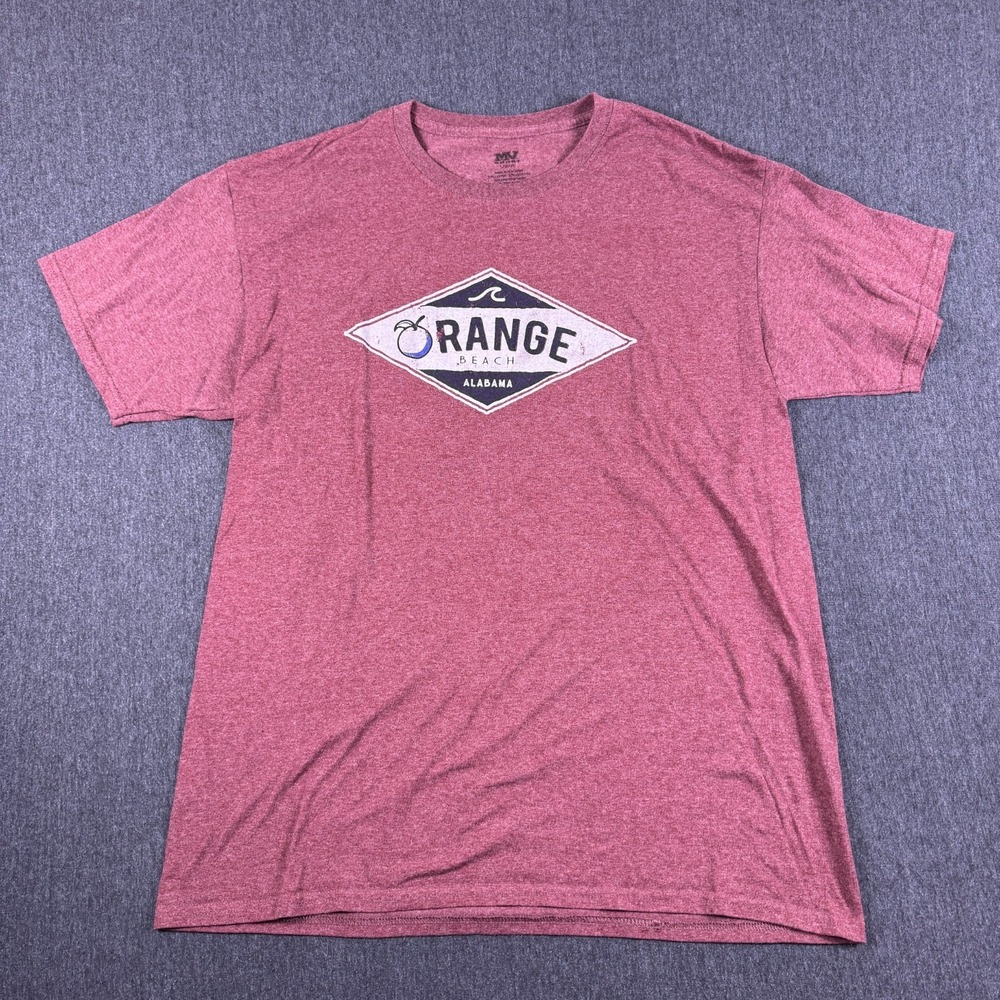 MV Sport Orange Beach Alabama Graphic Crew Neck T-Shirt Mens Large Red Blend